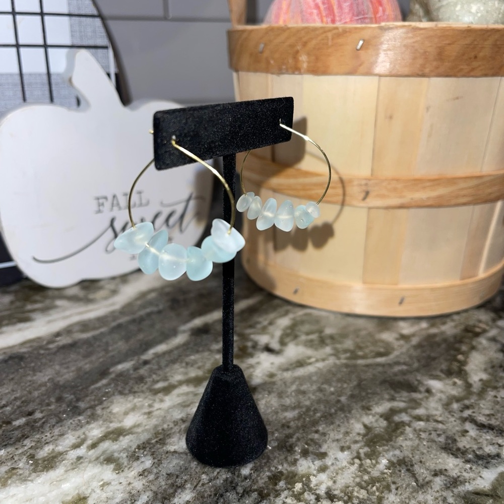 Handmade sea glass hoop earrings